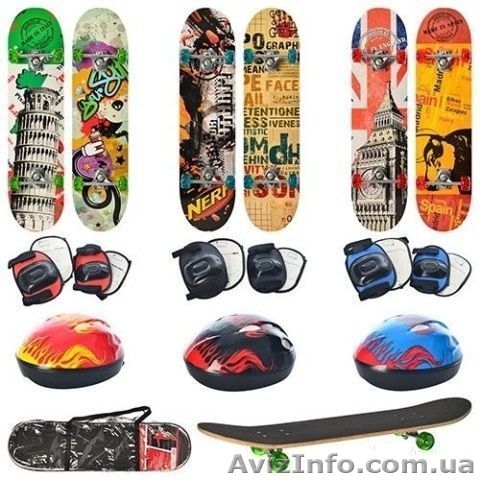 Скейтборт спортивный Profi с шлемом и комплектом защиты! - <ro>Изображение</ro><ru>Изображение</ru> #1, <ru>Объявление</ru> #1416001
